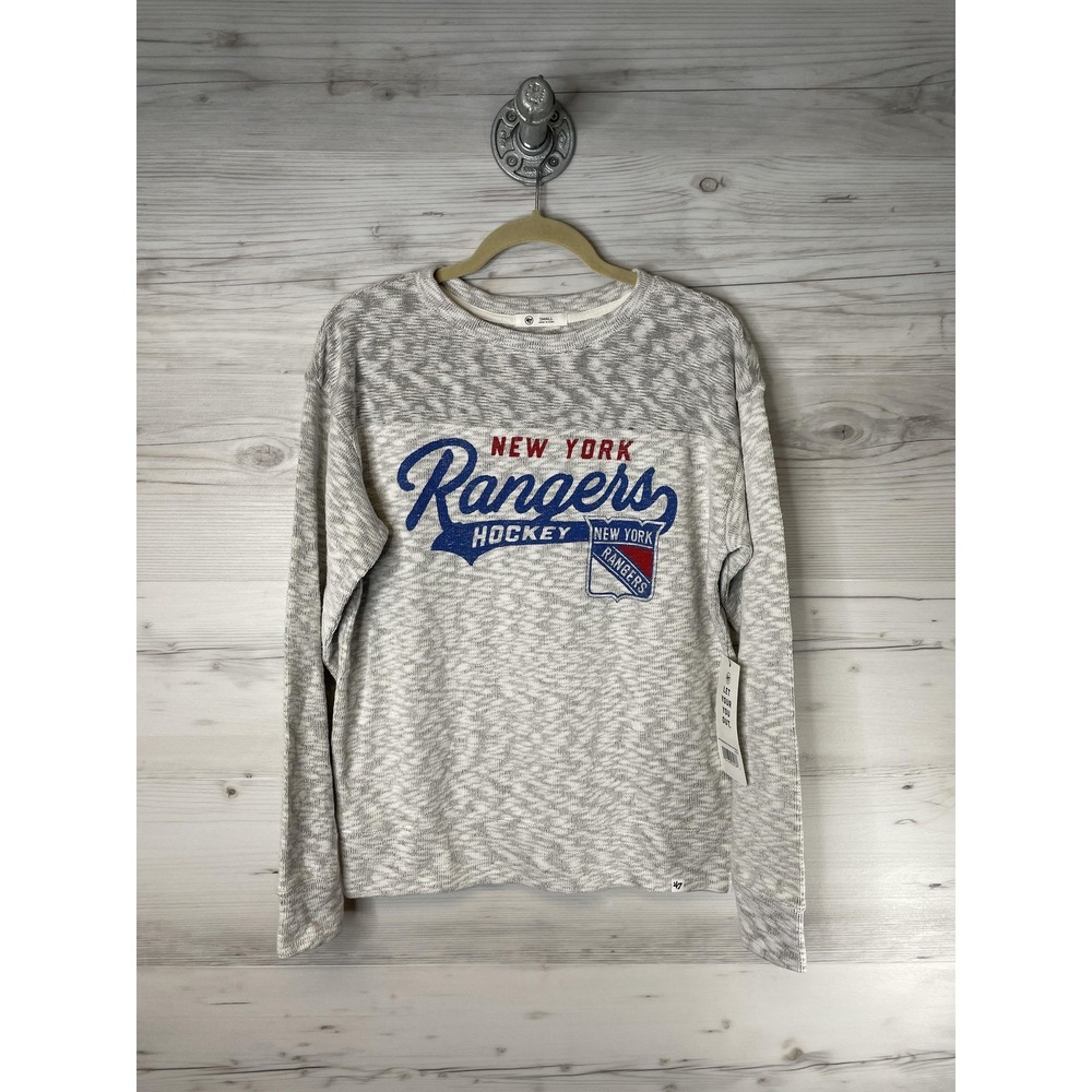 New York Rangers Sweater Womens Small Gray White NHL Hockey Long Sleeve Crewneck